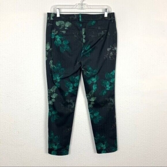 Level 99 Butterfly Floral Print Mid Rise Cropped Slim Pants 29 - Picture 3 of 7